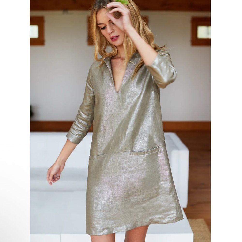 Emerson Fry metallic linen mod shift dress Medium